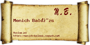 Menich Balázs névjegykártya